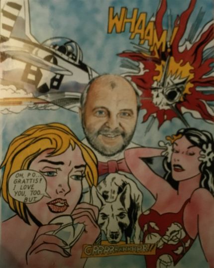 Här befinner jag mig mitt bland Lichtensteins verk. På min 50-årsdag.