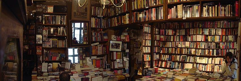 Shakespeare och Company. En bokaffär med bara tryckta böcker. Böcker på engelska. Åtminstone såg jag inget annat.