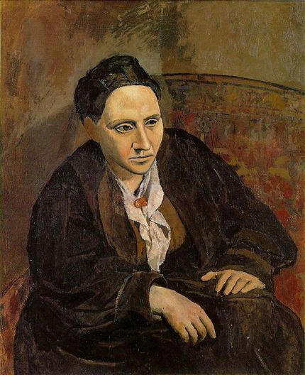 Gertrude Stein, som Picasso såg henne. En fast och hård blick.