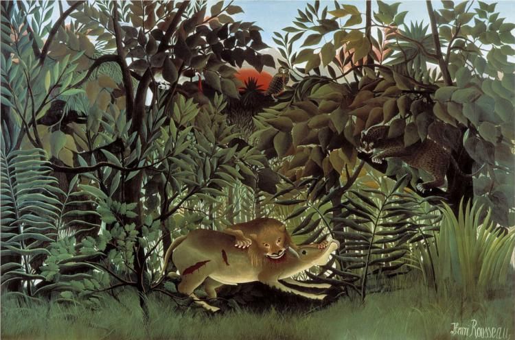Den här målningen av Henri Rousseau hade av någon anledning placerats i Salle VII,  jämte Matisses målningar. Rousseau var ingen fauvist, men kanske målningens titel var hänvisad dit för de som hängde tavlorna:  