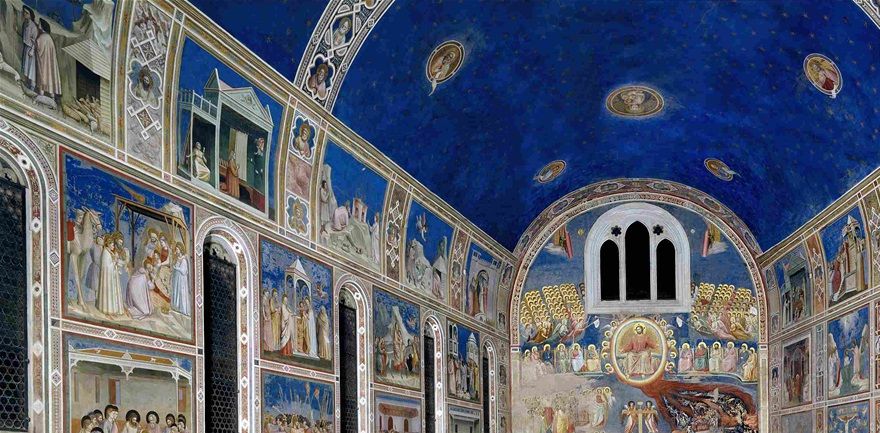 Scrovegni-kapellet i Padua med fresker av Giotto di Bondone.