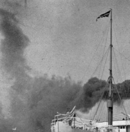RMS Tahiti på Söderhavet (Stilla havet). Hon råkade ut för skeppsbrott och sjönk några månade efter det att Matisse hade rest med henne.