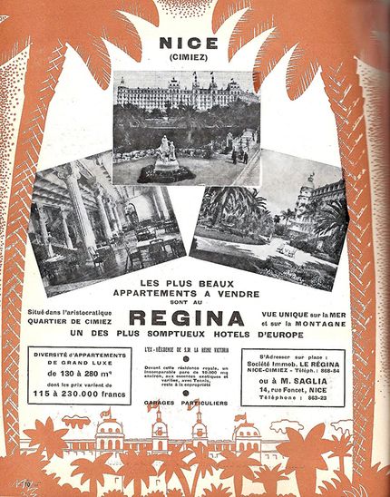 Utannonsering av de nya lägenheterna på före detta hotell Exelsior-Regina Palace (fr o m nu bara Regina)..