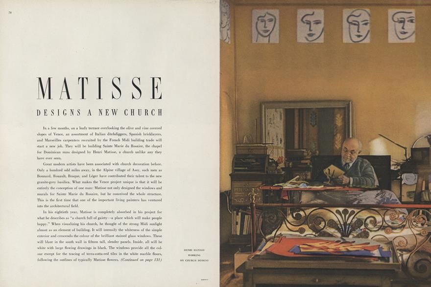 Tidskriften Vouge uppmärksammade matisse arbete med kapellet (No. 15 februari 1949).