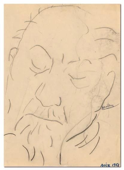 Denise Arokas porträtt av Matisse 1952. Hon var själv en duktig tecknare och skulle sedan bli känd som modedesigner.