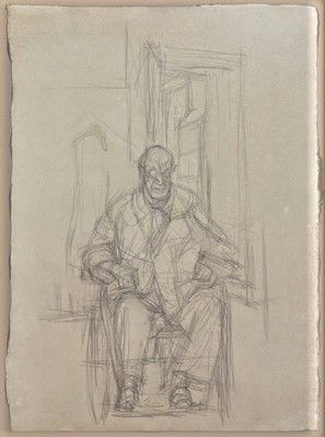 Matisse i sin rullstol mot slutet. Teckning av Alberto Giacometti sommaren 1954.