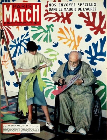 Matisse med en av sina assistenter arbetar med 