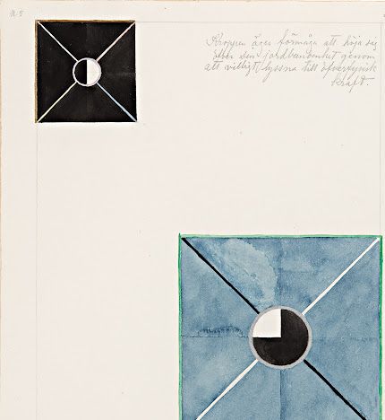 I Atomserien från 1917 utforskar Hilma af Klint ytterligare en sida av livet, som inte kan ses av det mänskliga ögat: Atomernas värld och deras energi.
