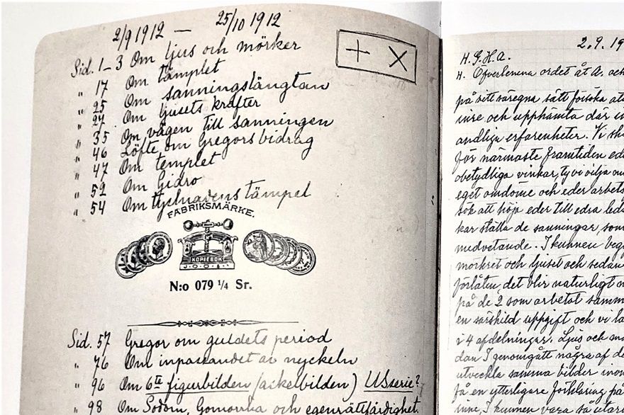 Ur anteckningsbok september 1912.