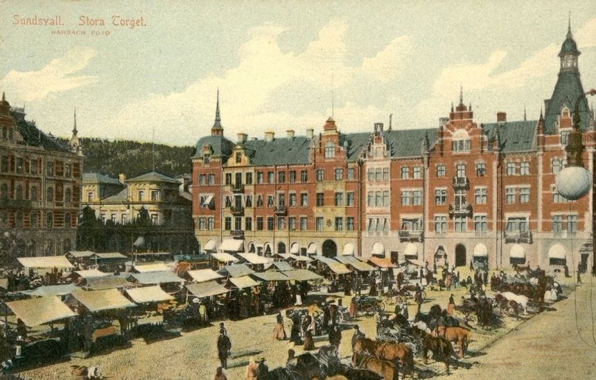 Det återuppbyggda Sundsvall efter branden 1888 - Stenstaden. Här hittade Sigrid motiv för sina tidiga teckningar.