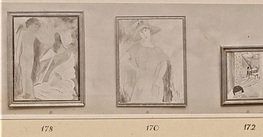 Några av Sigrids målningar på Liljevalchs Aprilutställming 1921.