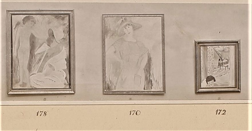 Några av Sigrids målningar på Liljevalchs Aprilutställming 1921.