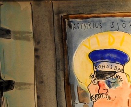 Isaac gör sin morgonskrubb med en bild 