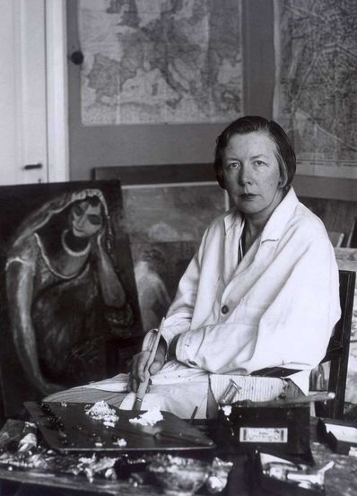 Sigrid i ateljén 1931, hon ser inte ut att må så bra.