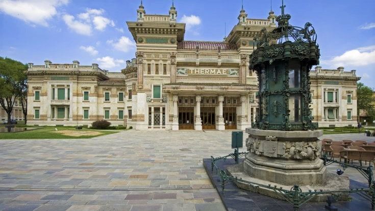 Det anrika Hotel Terme Berzieri i Salsomaggiore, där Sigrid genomgick en hälsokur med bad i det mineralrika vattnet för att lindra sin reumatism.