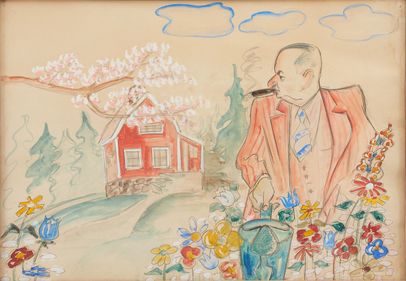 En mycket tidig akvarell av Isaac: 