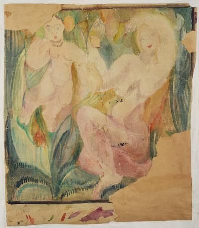 Skiss till gobeläng, ca 1911 av Sigrid Hjertén.