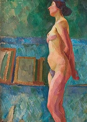 Modellstudie mot tavelramar, Paris 1909.